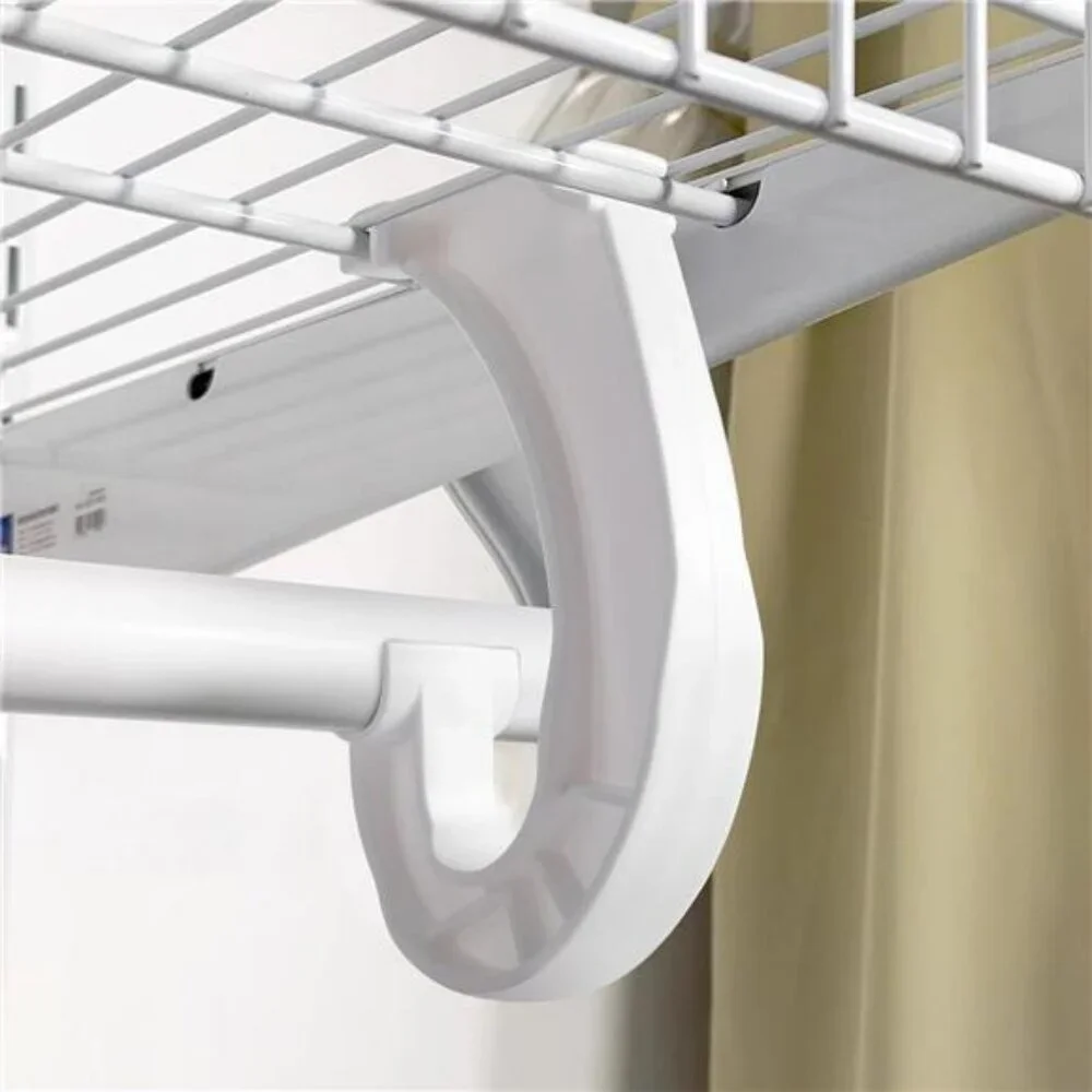 Closet Rod Support Brackets J Shaped Hanging Clothes Rack Holders Set of 4 Pack